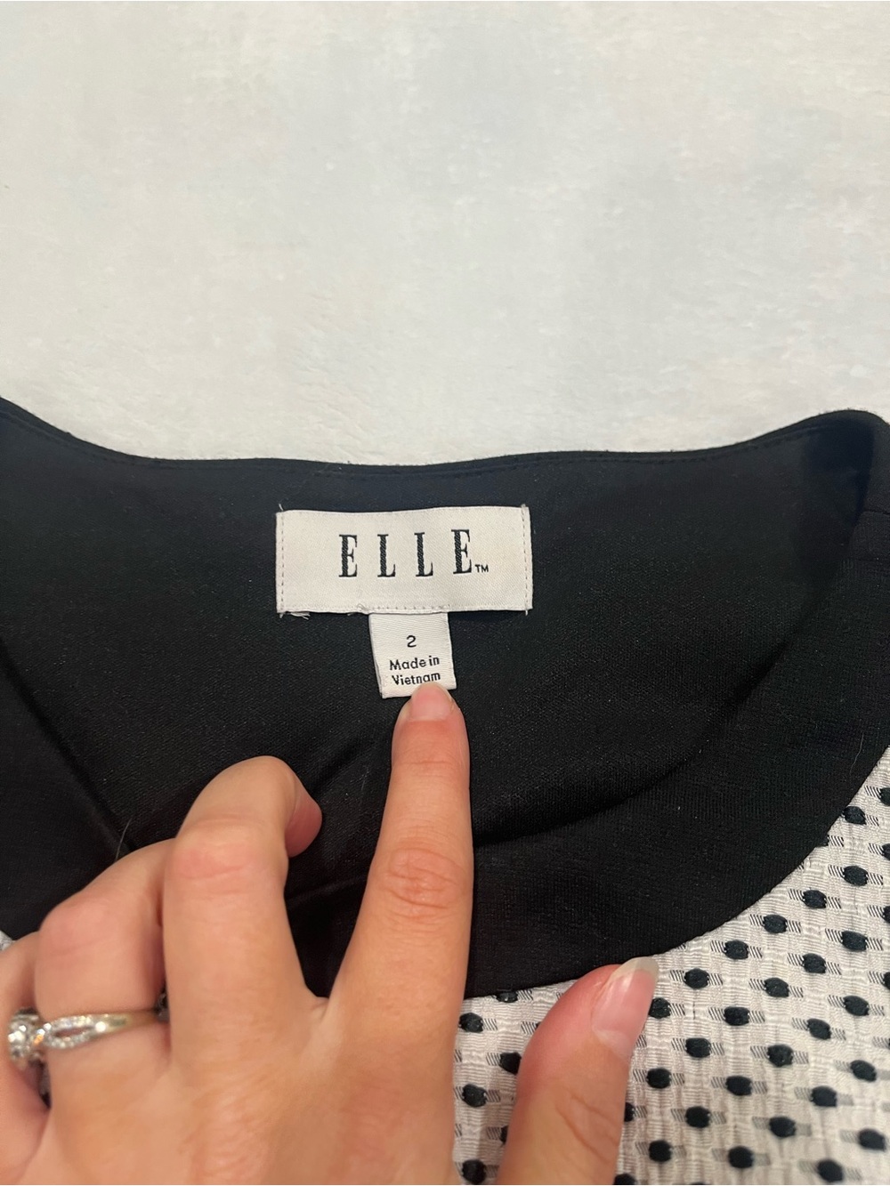 ELLE Black & White Polka Dot Fit & Flare Dress - Size 2 - Picture 3 of 7